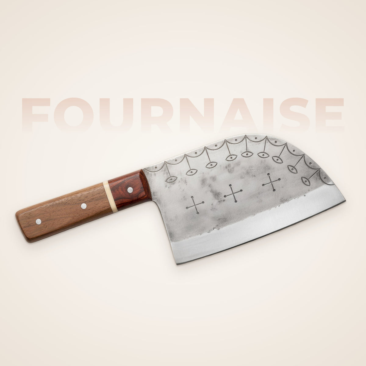 Fournaise, couteau serbe à lame haute gravée, manche en palissandre