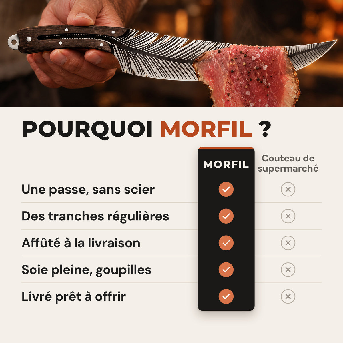 Comparatif : Sarment face à un couteau de supermarché